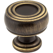 Jeffrey Alexander - 127ABSB - Bremen 2 - 1-3/16" Round Ringed Barrel Traditional Cabinet Knob / Drawer Knob in Antique Brushed Satin Brass