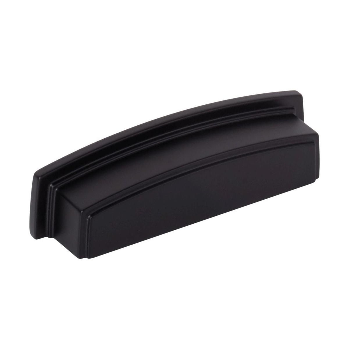 Jeffrey Alexander - 141-96MB - Renzo 3-3/4" Center to Center Squared Contemporary Rectangular Cabinet Cup Pull / Drawer Cup Handle in Matte Black