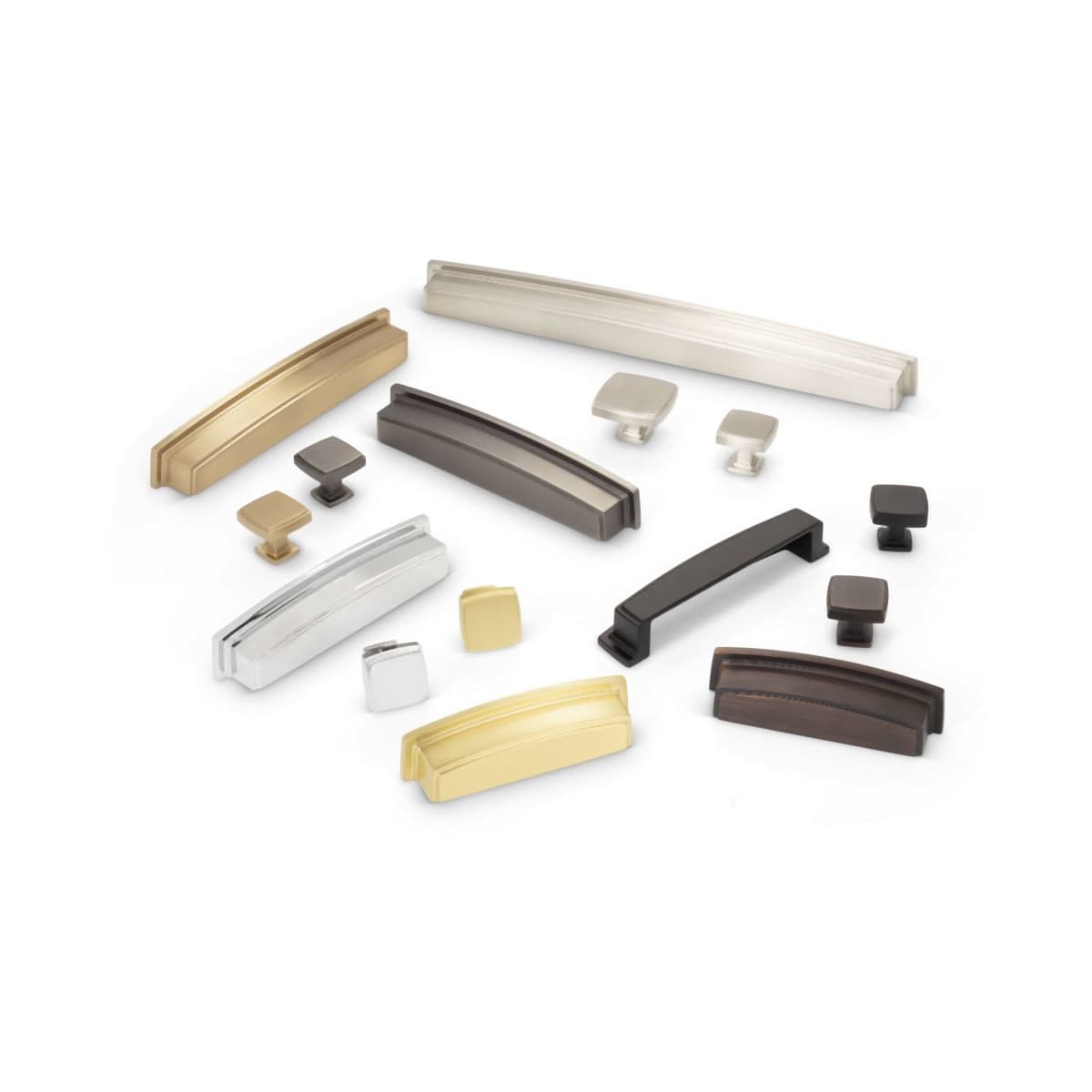 Jeffrey Alexander - 141DBAC - Renzo 1-1/4" Stepped Square Bold Cabinet Knob / Drawer Knob in Brushed Oil Rubbed Bronze