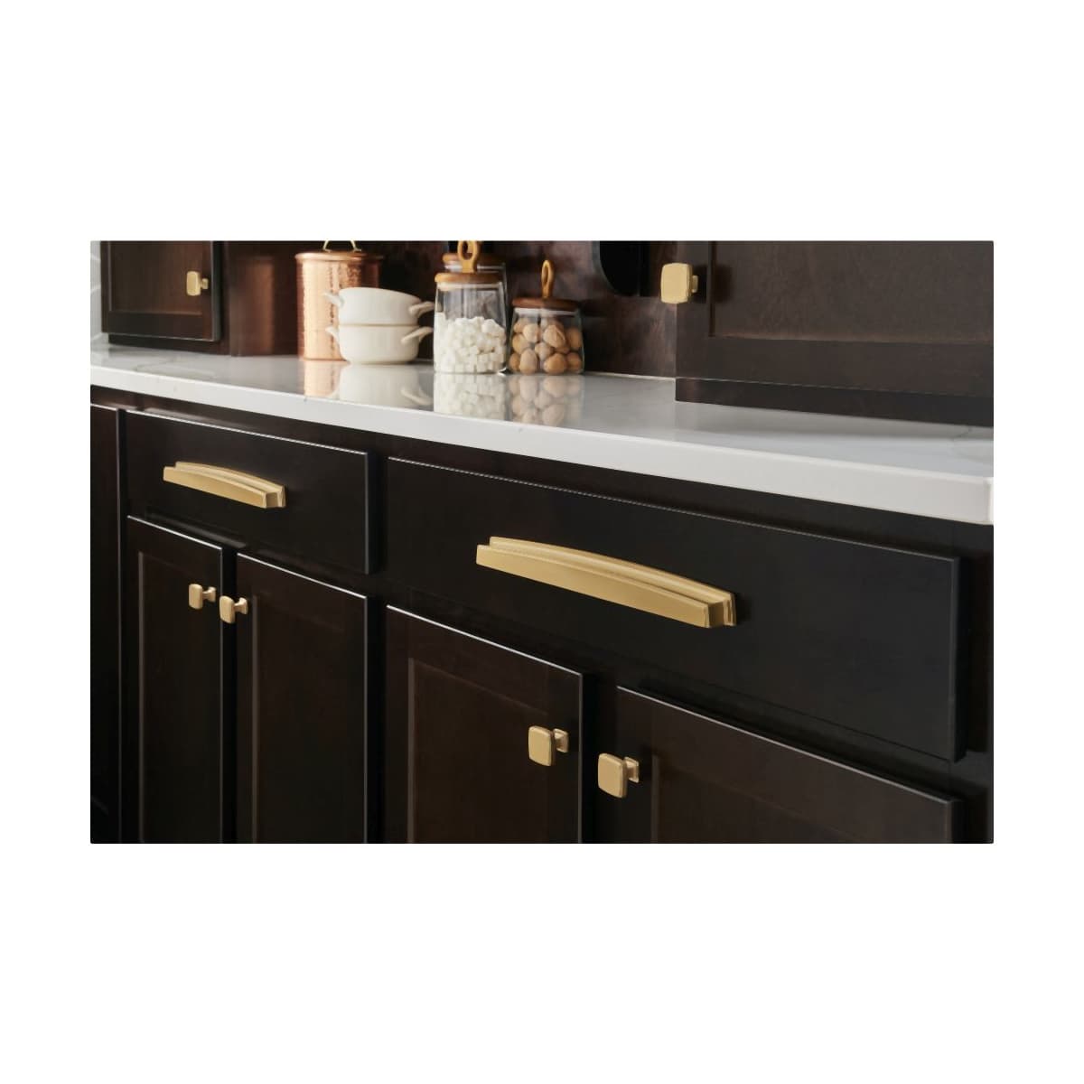 Jeffrey Alexander - 141DBAC - Renzo 1-1/4" Stepped Square Bold Cabinet Knob / Drawer Knob in Brushed Oil Rubbed Bronze