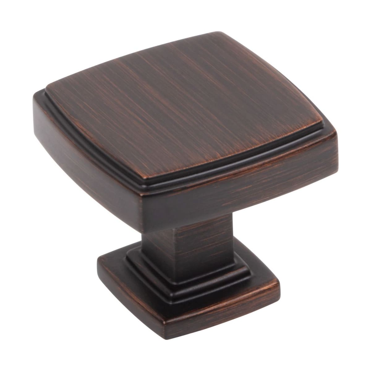 Jeffrey Alexander - 141DBAC - Renzo 1-1/4" Stepped Square Bold Cabinet Knob / Drawer Knob in Brushed Oil Rubbed Bronze