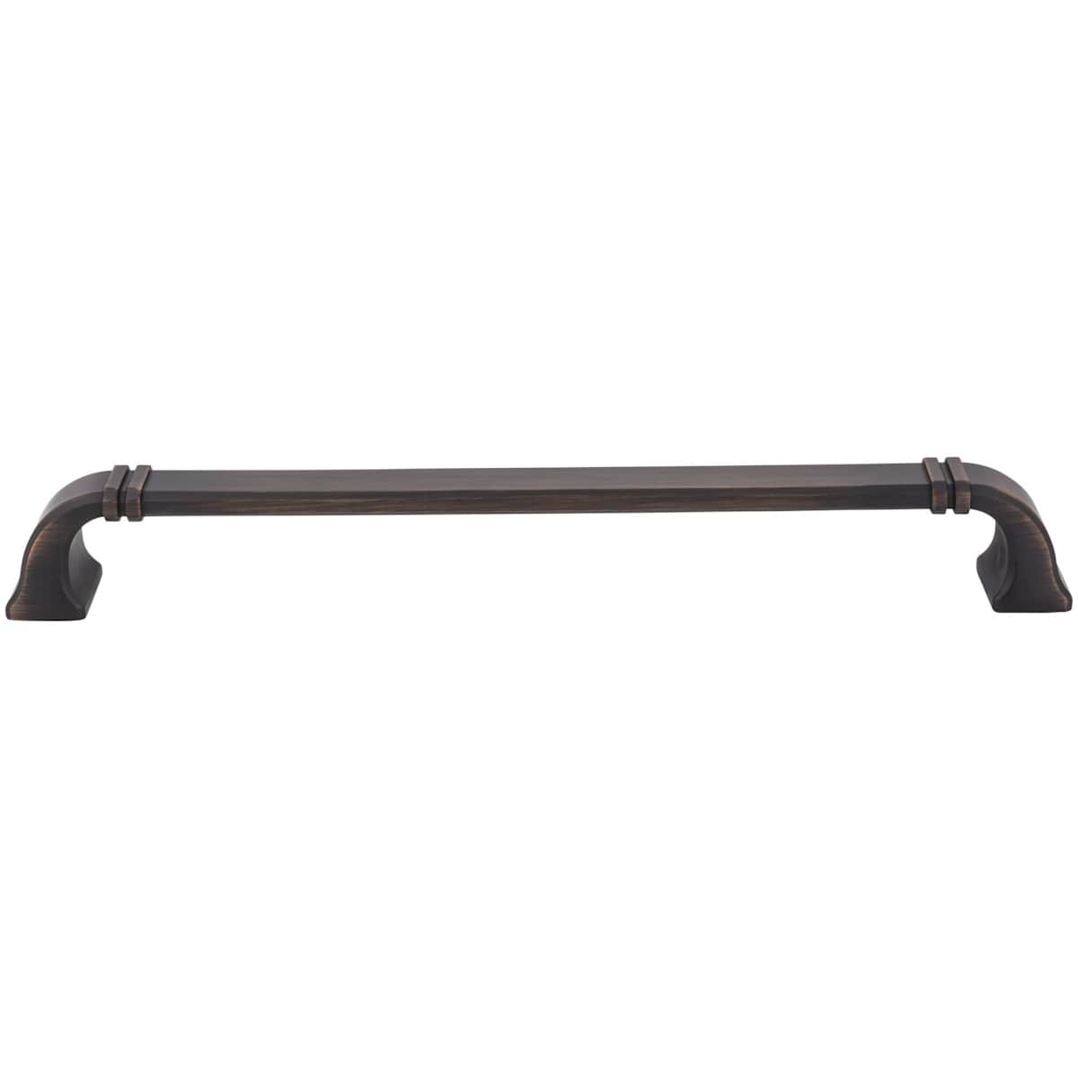 Jeffrey Alexander - 165-12DBAC - Ella 12" Center to Center Elegant Soft Square Appliance Handle / Pull with Strap Detail in Brushed Oil Rubbed Bronze