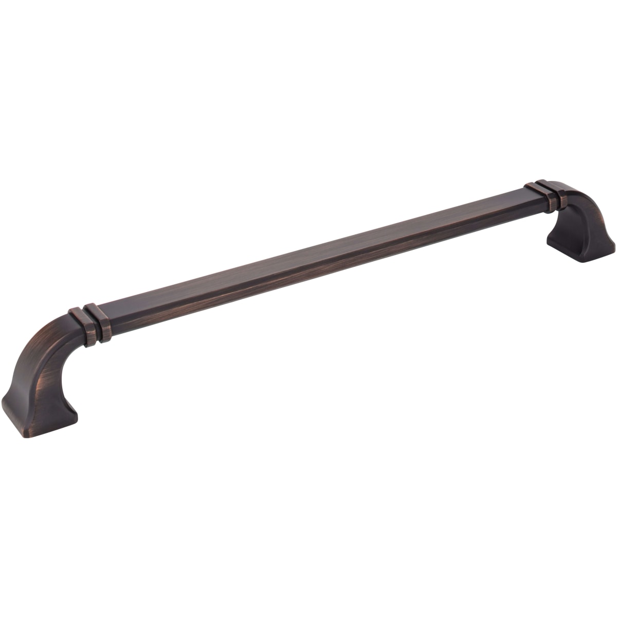 Jeffrey Alexander - 165-12DBAC - Ella 12" Center to Center Elegant Soft Square Appliance Handle / Pull with Strap Detail in Brushed Oil Rubbed Bronze