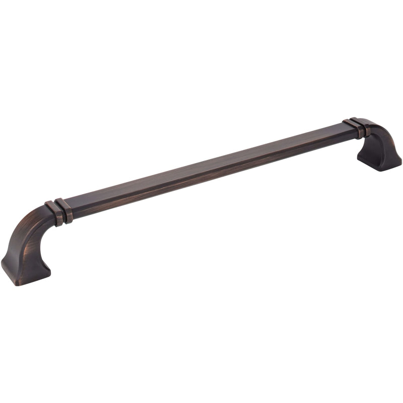Jeffrey Alexander - 165-12DBAC - Ella 12" Center to Center Elegant Soft Square Appliance Handle / Pull with Strap Detail in Brushed Oil Rubbed Bronze