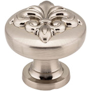 Jeffrey Alexander - 218SN - Lafayette 1-3/8" Fleur de Lis Lily French Inspired Round Cabinet Knob / Drawer Knob in Satin Nickel