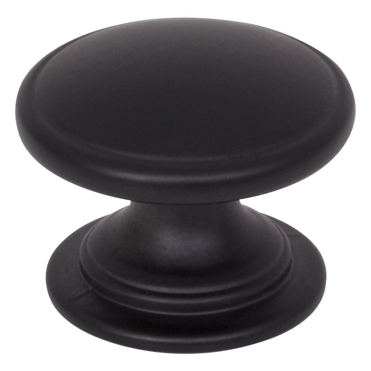 Jeffrey Alexander - 3980-MB - Durham 1-1/4" Round Traditional Ringed Mushroom Cabinet / Drawer Knob in Matte Black