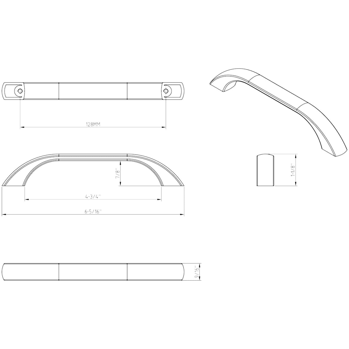 Jeffrey Alexander - 4128BNBDL - Sonoma 5-1/16" (128mm) Center to Center Arch Cabinet Pull in Brushed Pewter