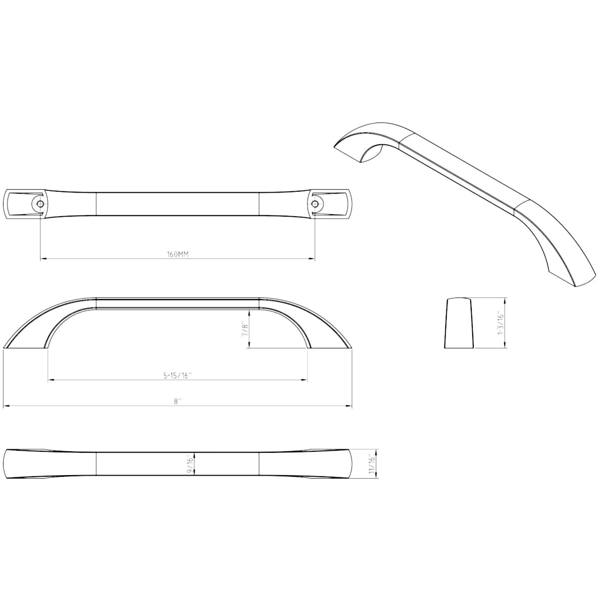 Jeffrey Alexander - 4160SN - Sonoma 6-5/16" Center to Center Sleek Soft Arch Bow Cabinet Handle / Drawer Pull in Satin Nickel