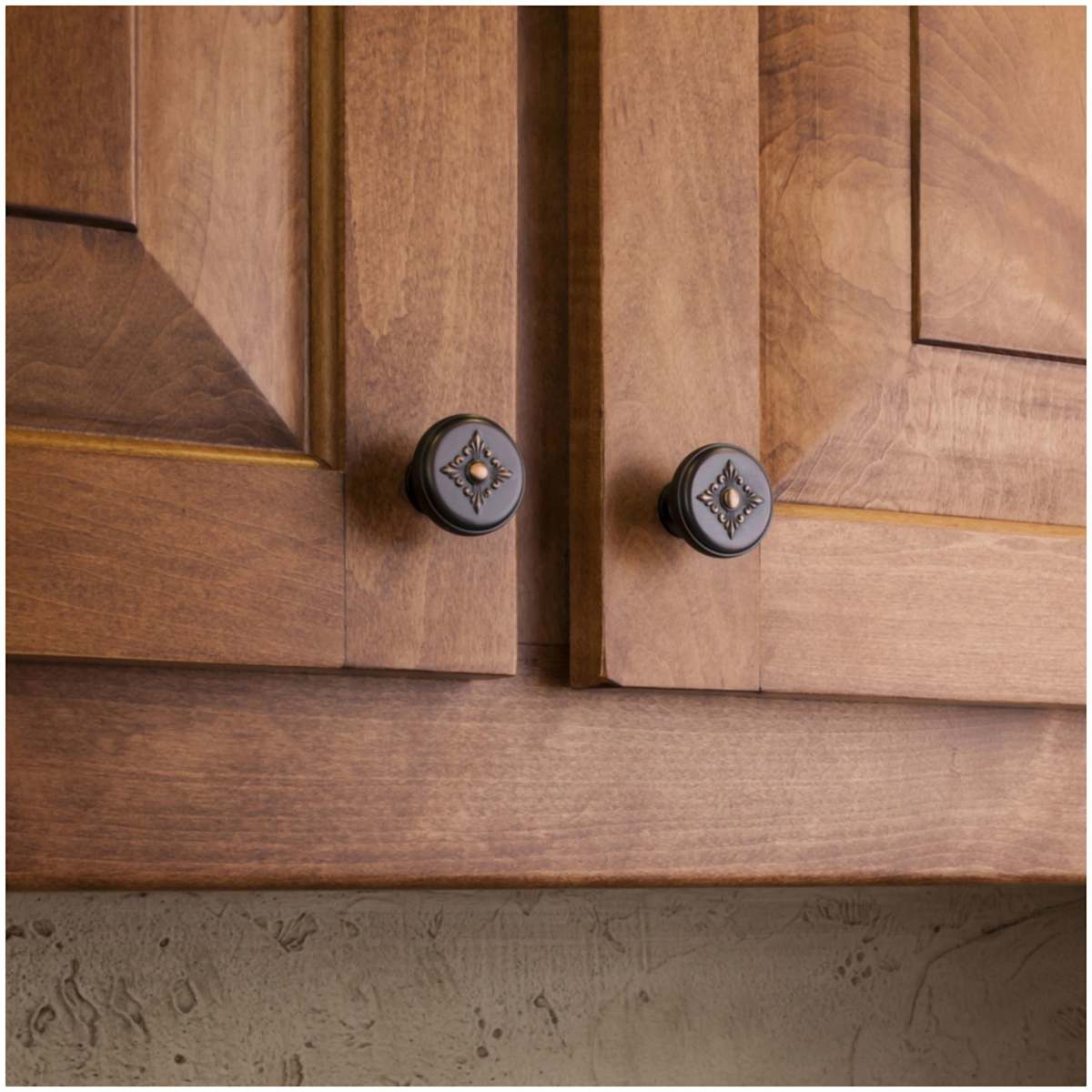 Jeffrey Alexander - 417ABSB - Lafayette 1-3/8" Round Baroque French Inspired Fleur De Lis Cabinet Knob / Drawer Knob in Antique Brushed Satin Brass