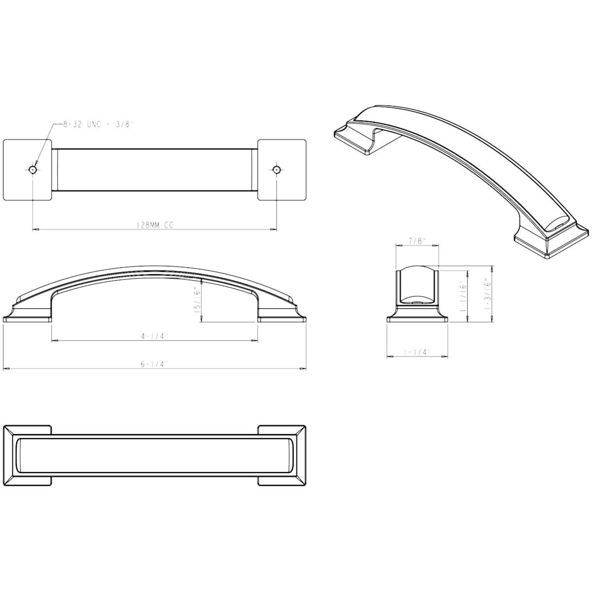 Jeffrey Alexander - 435-128DBAC - Annadale 5-1/16" (128mm) Center to Center Arch Cabinet Handle / Drawer Pull in Brushed Oil Rubbed Bronze