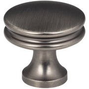 Jeffrey Alexander - 445BNBDL - Marie 1-1/4" Round Concave Edge Flat Mushroom Cabinet Knob / Drawer Knob in Brushed Pewter