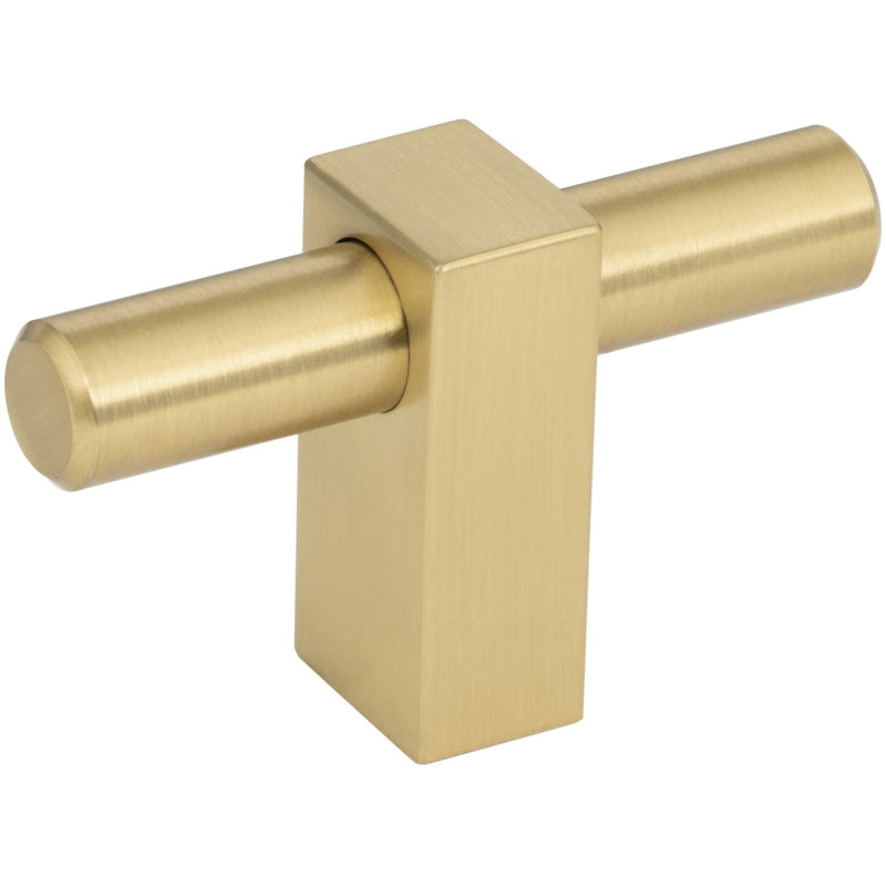 Jeffrey Alexander - 478T-BG - Larkin 2-3/8" Wide "T" Bar Modern Industrial Smooth Cabinet Knob / T Drawer Bar Knob in Brushed Gold