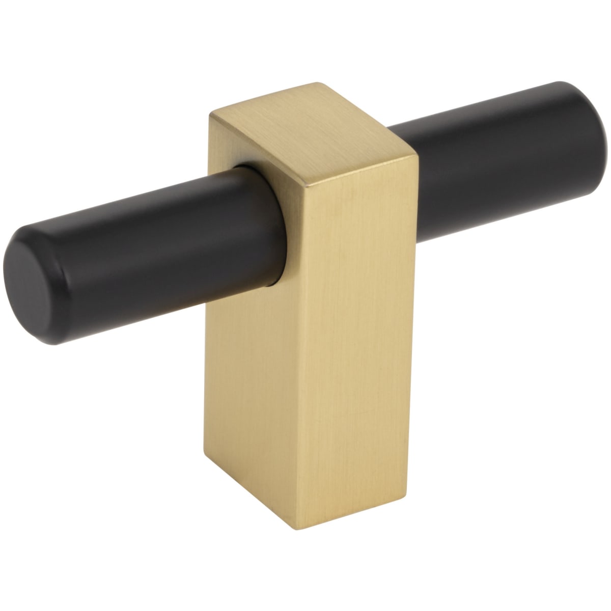 Jeffrey Alexander - 478T-MBBG - Larkin 2-3/8" Wide "T" Bar Modern Industrial Smooth Cabinet Knob / T Drawer Bar Knob in Matte Black / Brushed Gold