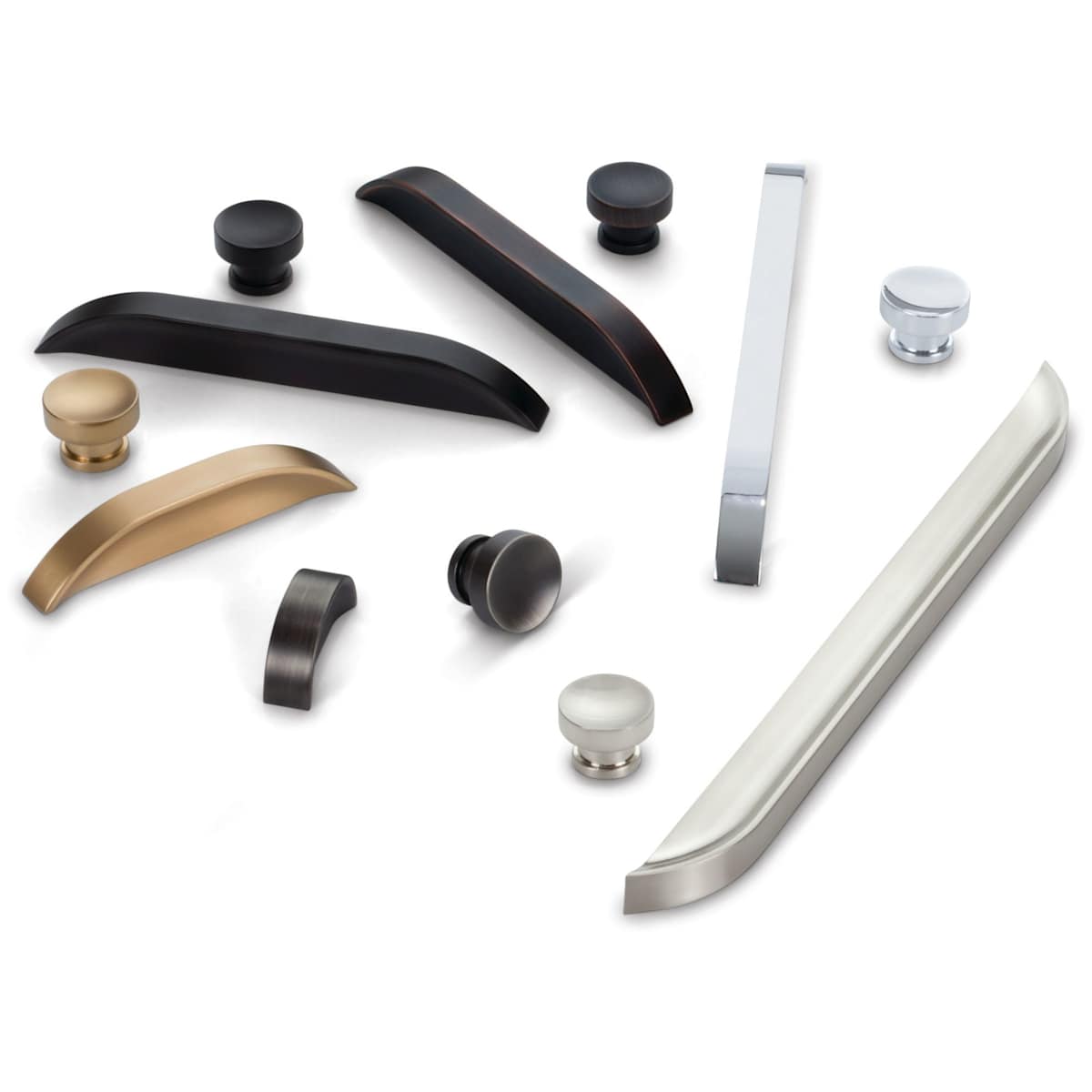 Jeffrey Alexander - 484-192224DBAC - Elara 7-9/16" (192 mm) or 8-13/16" (224) Center to Center European Style Flush Pinch Style Tab Solid Arched Cabinet Pull / Drawer Pull in Brushed Oil Rubbed Bronze
