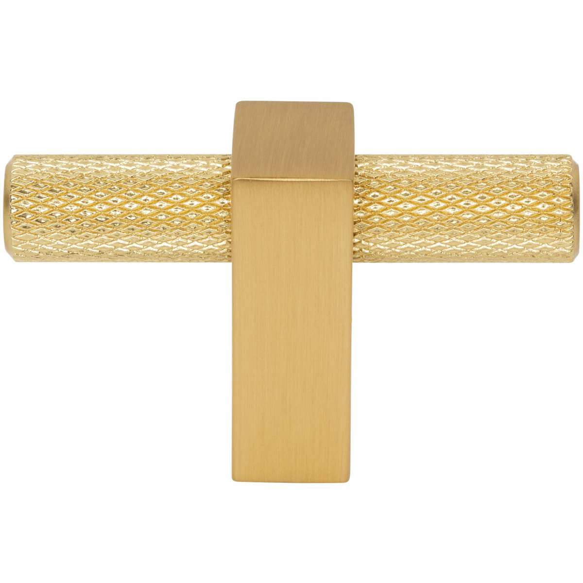 Jeffrey Alexander - 498T-BG - Larkin Center Knurled 2-3/8" Modern Industrial "T" Bar Cabinet Knob / Drawer Knob in Brushed Gold