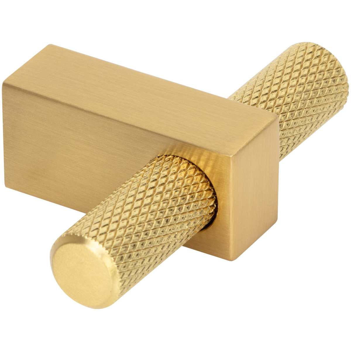 Jeffrey Alexander - 498T-BG - Larkin Center Knurled 2-3/8" Modern Industrial "T" Bar Cabinet Knob / Drawer Knob in Brushed Gold
