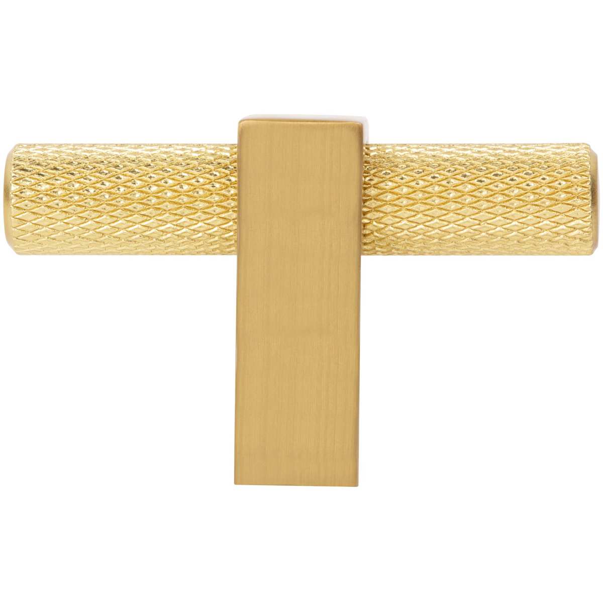 Jeffrey Alexander - 498T-BG - Larkin Center Knurled 2-3/8" Modern Industrial "T" Bar Cabinet Knob / Drawer Knob in Brushed Gold
