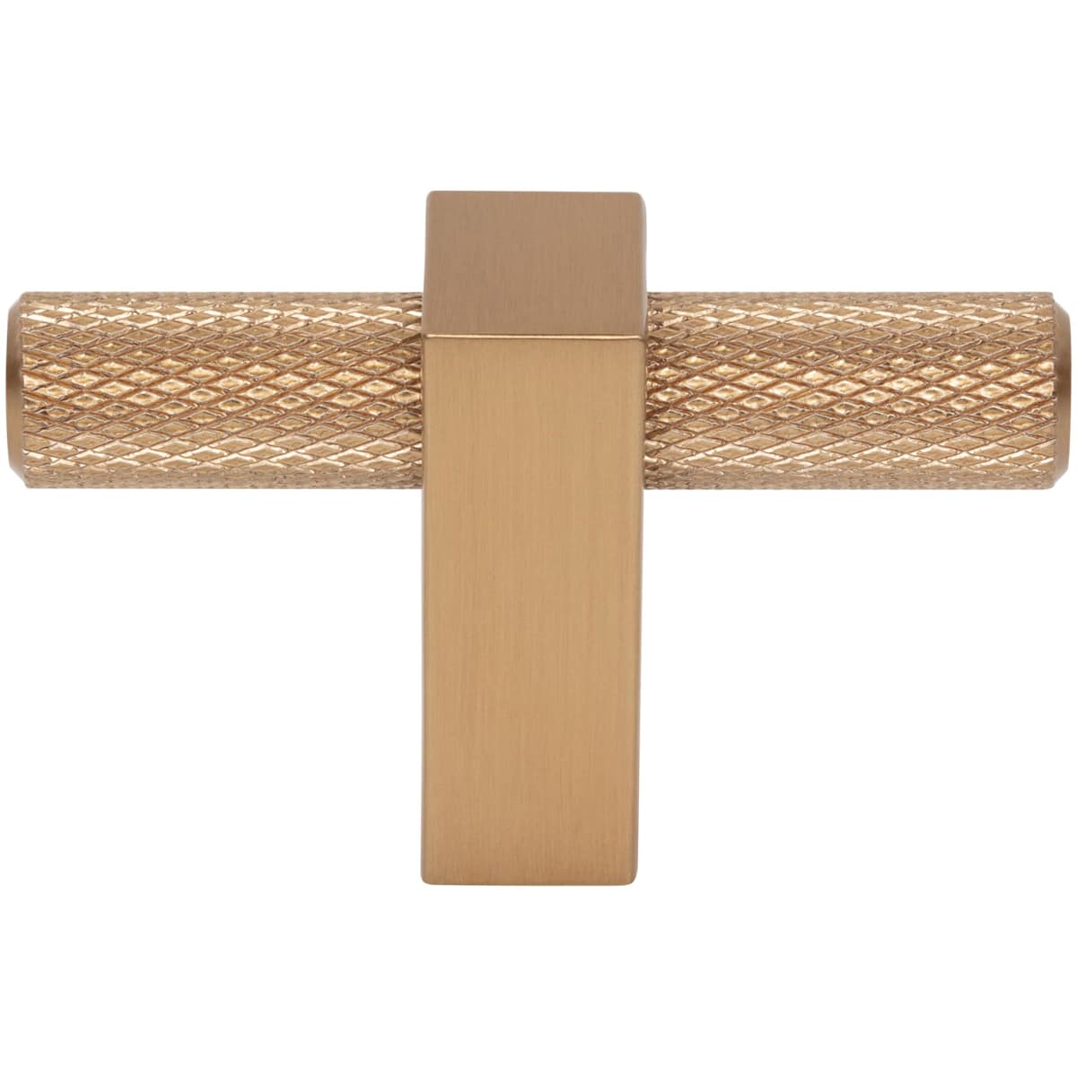 Jeffrey Alexander - 498T-BG - Larkin Center Knurled 2-3/8" Modern Industrial "T" Bar Cabinet Knob / Drawer Knob in Brushed Gold