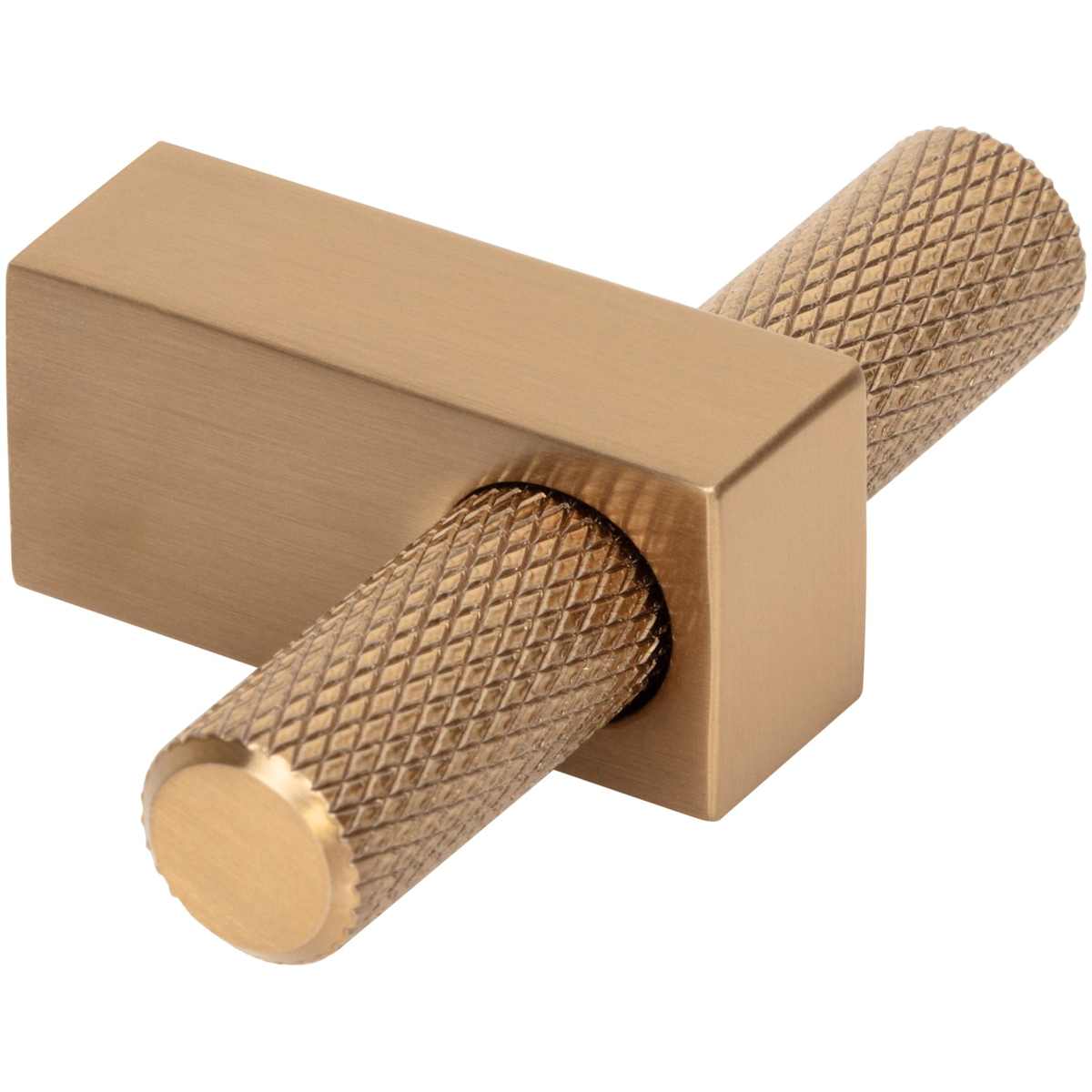 Jeffrey Alexander - 498T-BG - Larkin Center Knurled 2-3/8" Modern Industrial "T" Bar Cabinet Knob / Drawer Knob in Brushed Gold