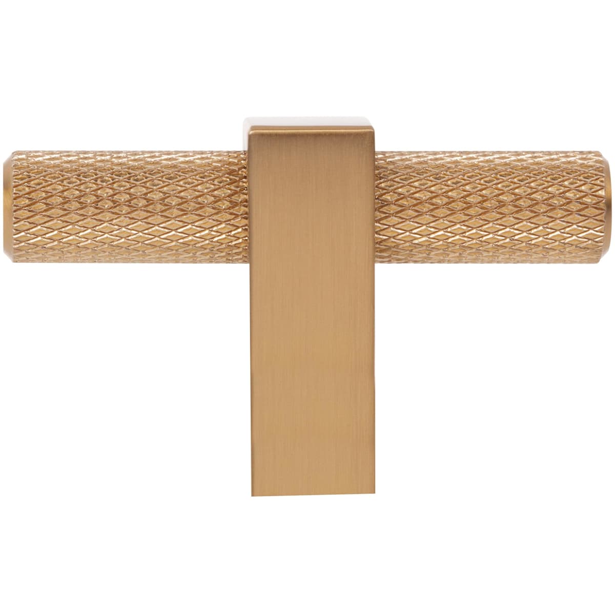 Jeffrey Alexander - 498T-BG - Larkin Center Knurled 2-3/8" Modern Industrial "T" Bar Cabinet Knob / Drawer Knob in Brushed Gold