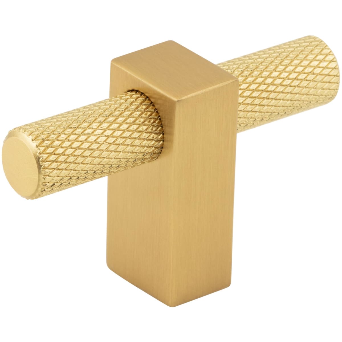 Jeffrey Alexander - 498T-BG - Larkin Center Knurled 2-3/8" Modern Industrial "T" Bar Cabinet Knob / Drawer Knob in Brushed Gold