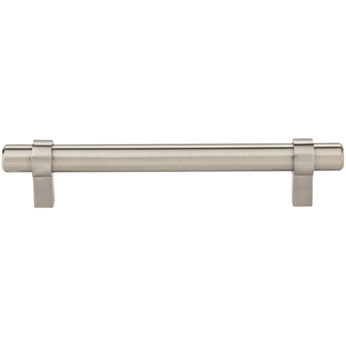 Jeffrey Alexander - 5128SN - Key Grande 5-1/16" (128 mm) Center to Center Modern Industrial Pipe Style Bar Cabinet Handle / Drawer Pull - Split Finish in Satin Nickel