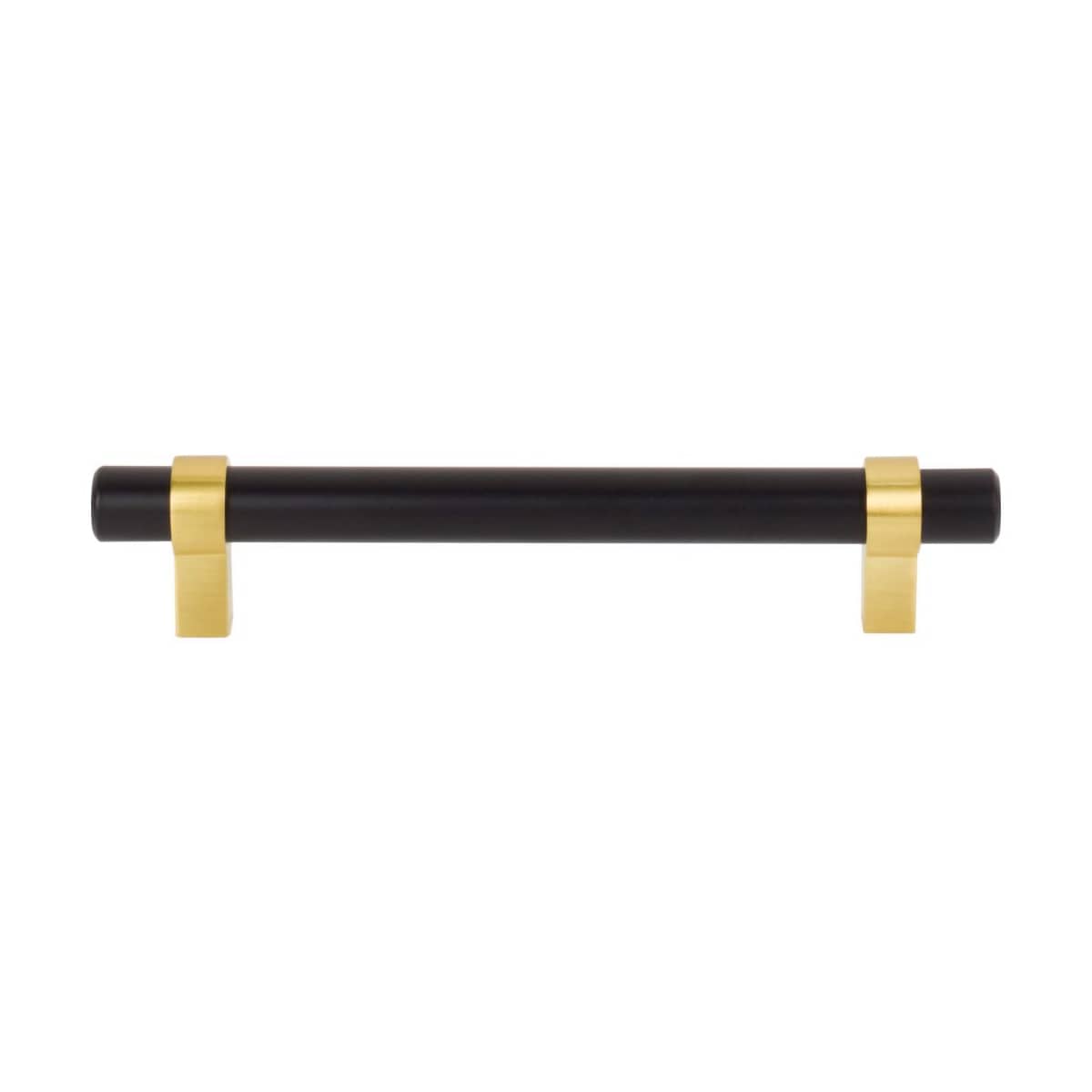 Jeffrey Alexander - 5128SN - Key Grande 5-1/16" (128 mm) Center to Center Modern Industrial Pipe Style Bar Cabinet Handle / Drawer Pull - Split Finish in Satin Nickel