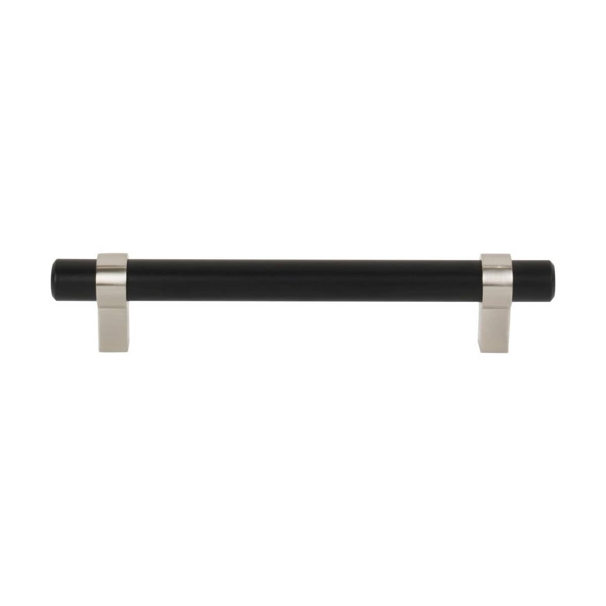Jeffrey Alexander - 5128SN - Key Grande 5-1/16" (128 mm) Center to Center Modern Industrial Pipe Style Bar Cabinet Handle / Drawer Pull - Split Finish in Satin Nickel