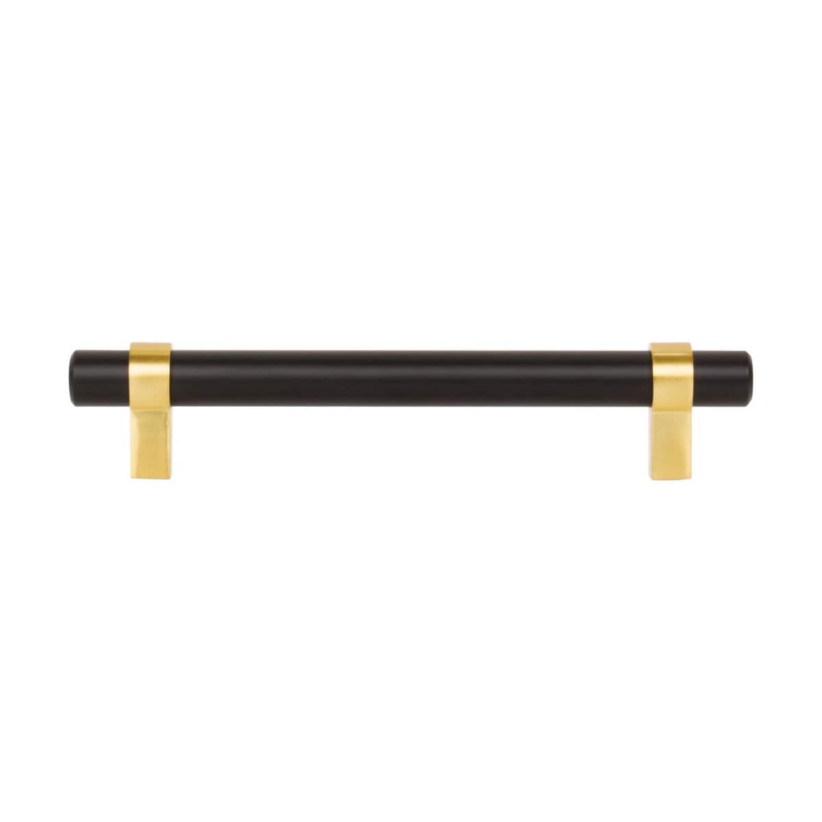 Jeffrey Alexander - 5128SN - Key Grande 5-1/16" (128 mm) Center to Center Modern Industrial Pipe Style Bar Cabinet Handle / Drawer Pull - Split Finish in Satin Nickel
