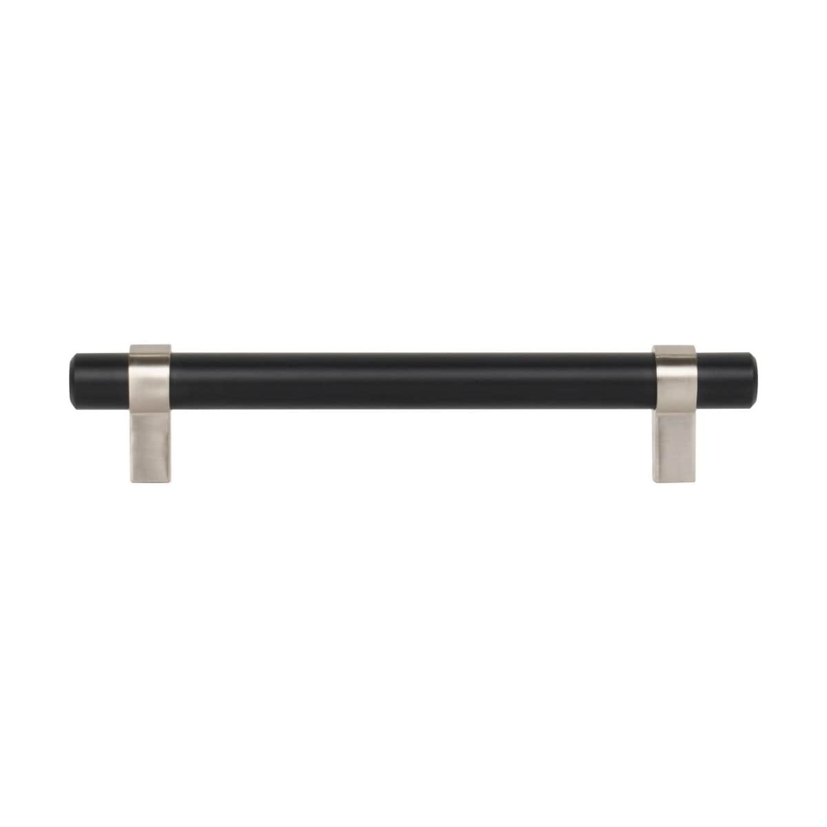 Jeffrey Alexander - 5128SN - Key Grande 5-1/16" (128 mm) Center to Center Modern Industrial Pipe Style Bar Cabinet Handle / Drawer Pull - Split Finish in Satin Nickel