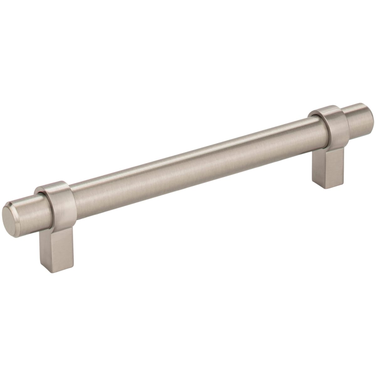Jeffrey Alexander - 5128SN - Key Grande 5-1/16" (128 mm) Center to Center Modern Industrial Pipe Style Bar Cabinet Handle / Drawer Pull - Split Finish in Satin Nickel