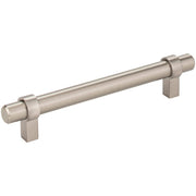 Jeffrey Alexander - 5128SN - Key Grande 5-1/16" (128 mm) Center to Center Modern Industrial Pipe Style Bar Cabinet Handle / Drawer Pull - Split Finish in Satin Nickel