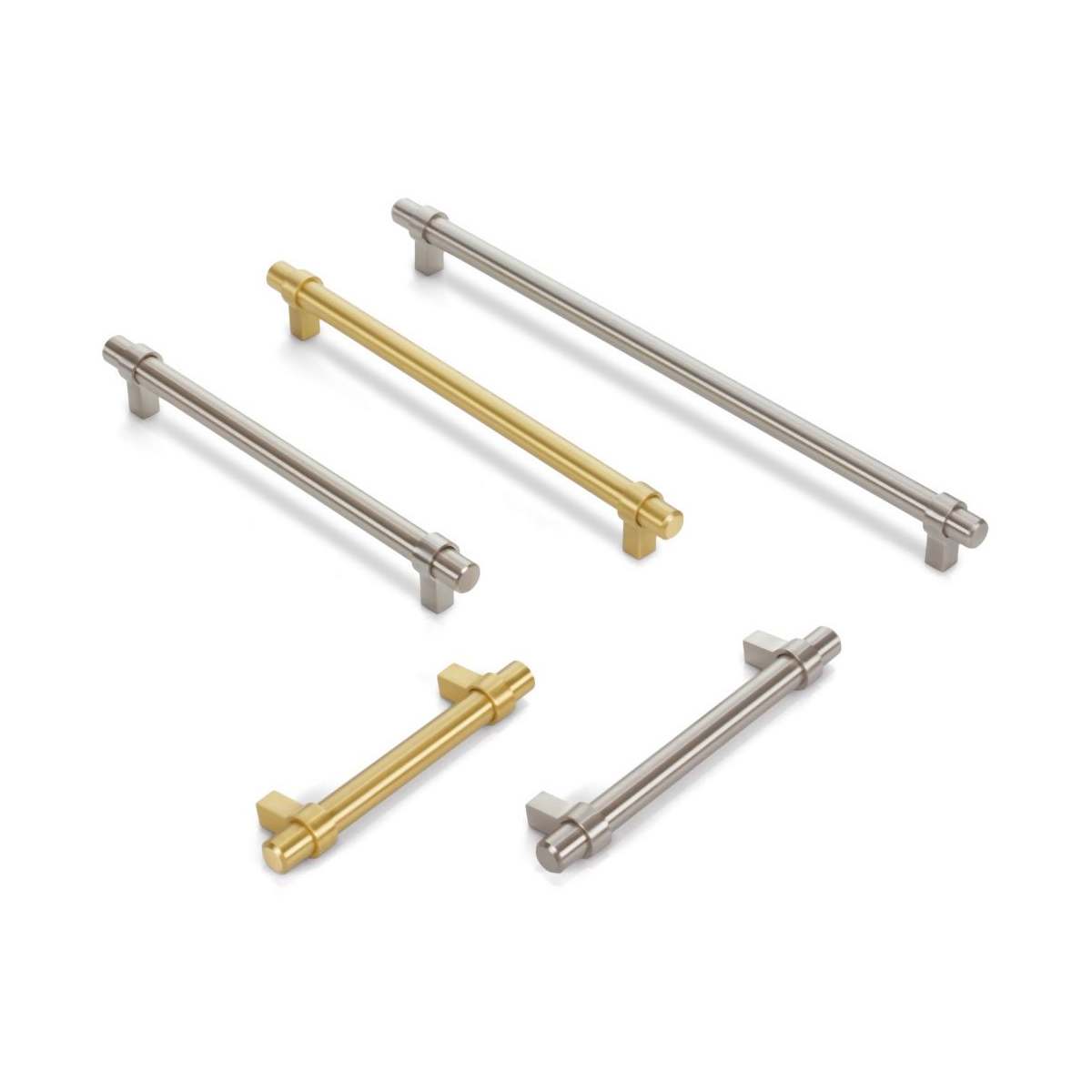 Jeffrey Alexander - 5224SN - Key Grande 8-13/16" (224 mm) Center to Center Modern Industrial Pipe Style Bar Cabinet Handle / Drawer Pull in Satin Nickel