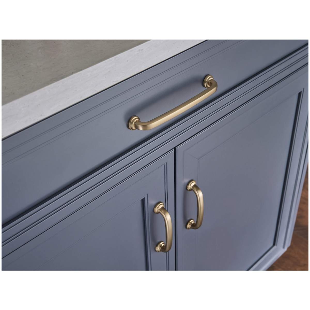 Jeffrey Alexander - 527ABSB - Bremen 1 Series 3-3/4" Center to Center Curved Bold Cabinet Handle / Drawer Pull in Antique Brushed Satin Brass