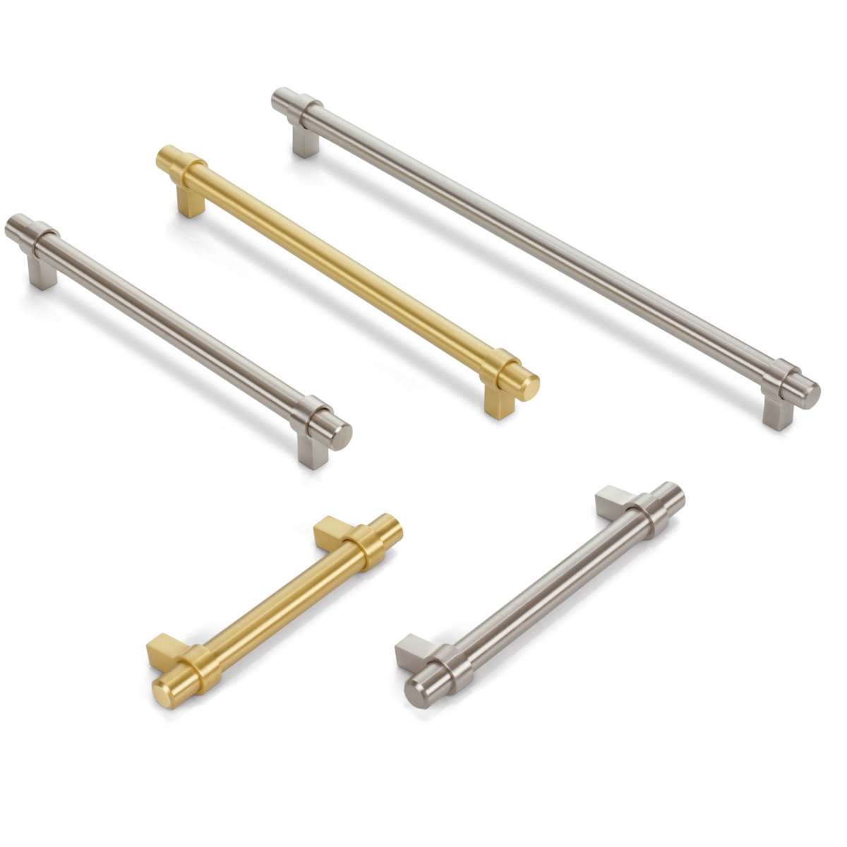 Jeffrey Alexander - 5319BG - Key Grande 12-9/16" (319 mm) Center to Center Modern Industrial Pipe Style Bar Cabinet Handle / Drawer Pull in Brushed Gold