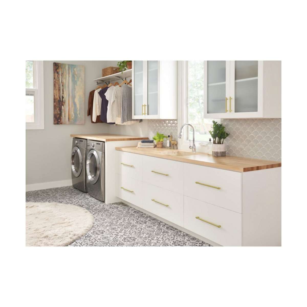 Jeffrey Alexander - 5319BG - Key Grande 12-9/16" (319 mm) Center to Center Modern Industrial Pipe Style Bar Cabinet Handle / Drawer Pull in Brushed Gold