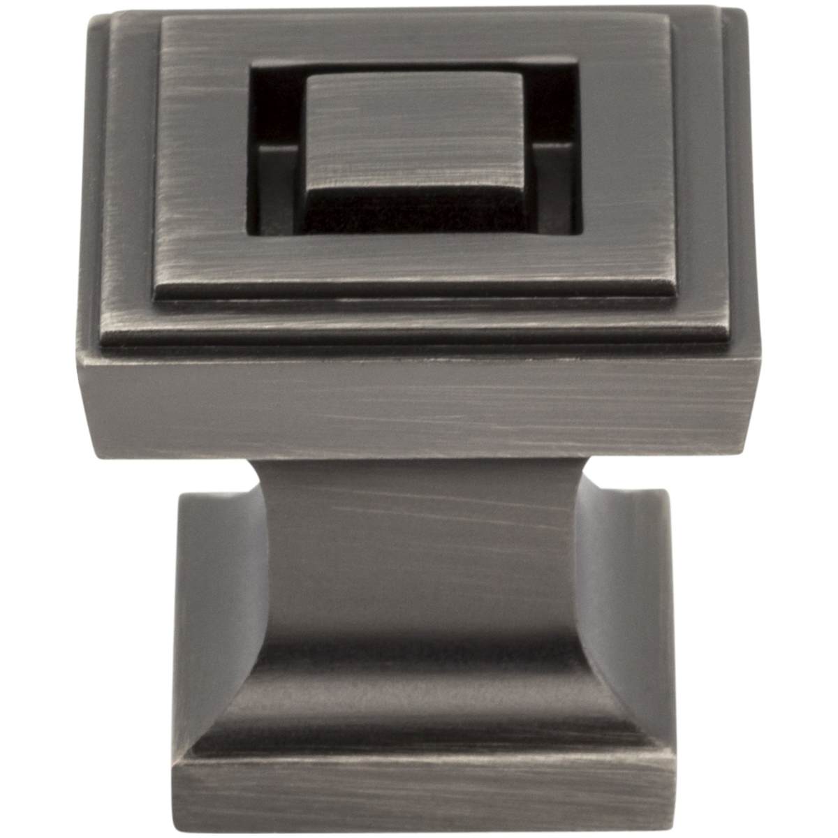 Jeffrey Alexander - 585BNBDL - Delmar 1" Stacked Square Designer Deco Cabinet / Drawer Knob in Brushed Pewter