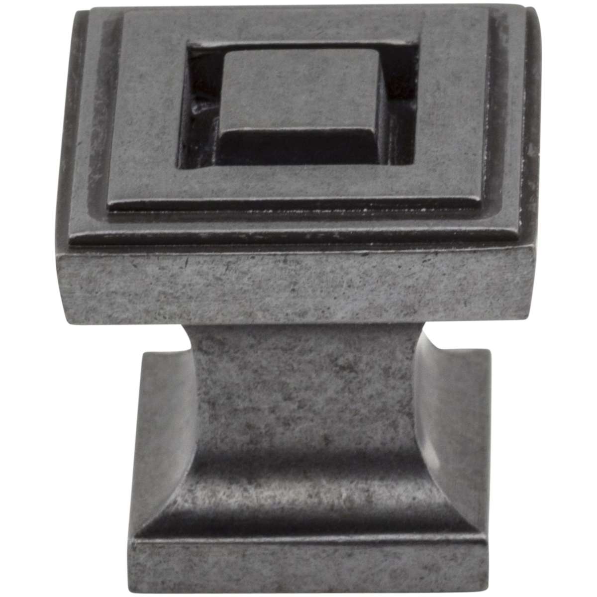 Jeffrey Alexander - 585BNBDL - Delmar 1" Stacked Square Designer Deco Cabinet / Drawer Knob in Brushed Pewter