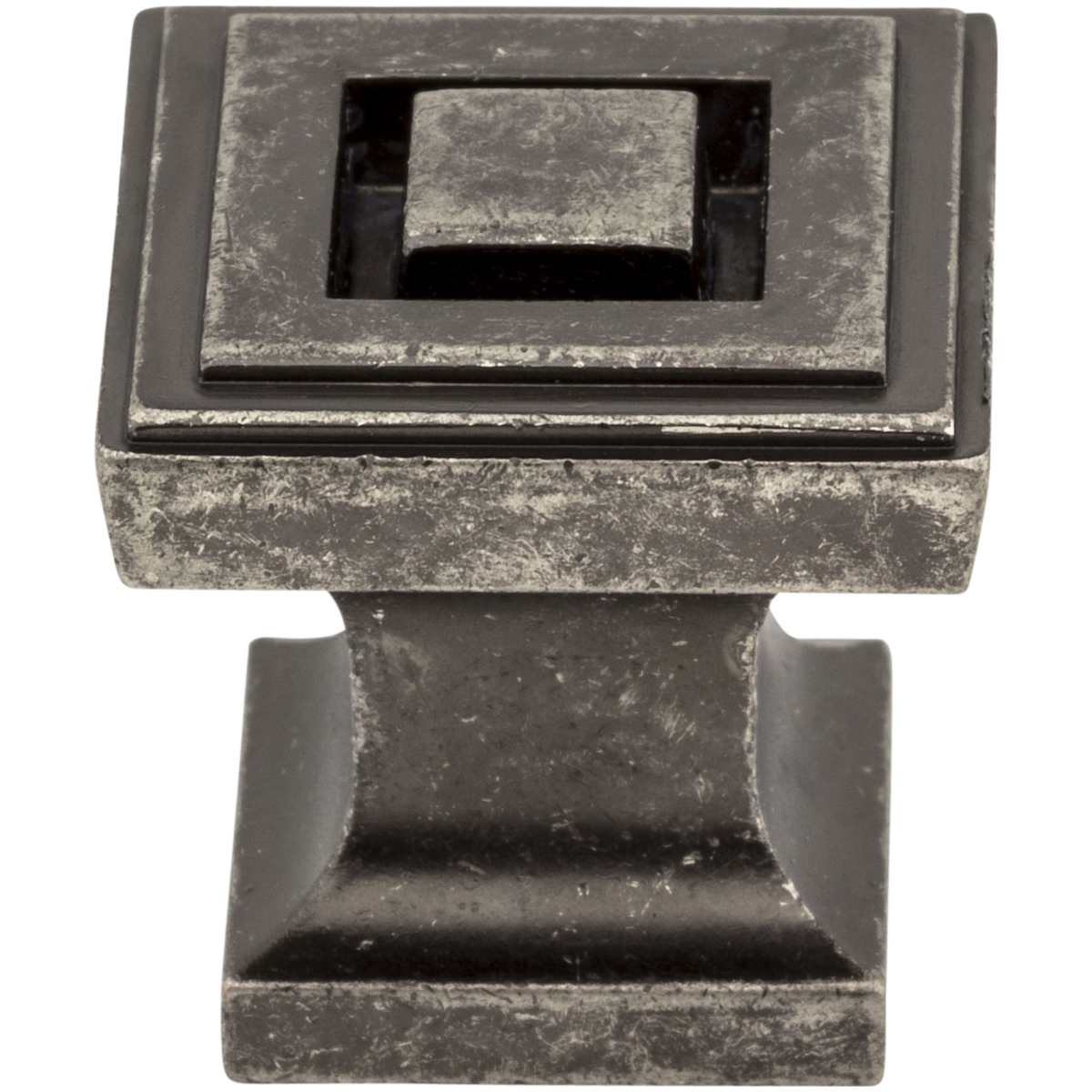 Jeffrey Alexander - 585BNBDL - Delmar 1" Stacked Square Designer Deco Cabinet / Drawer Knob in Brushed Pewter