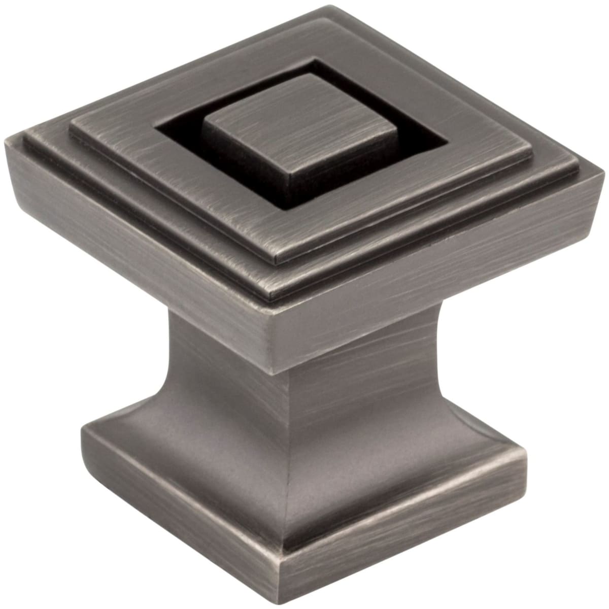 Jeffrey Alexander - 585BNBDL - Delmar 1" Stacked Square Designer Deco Cabinet / Drawer Knob in Brushed Pewter