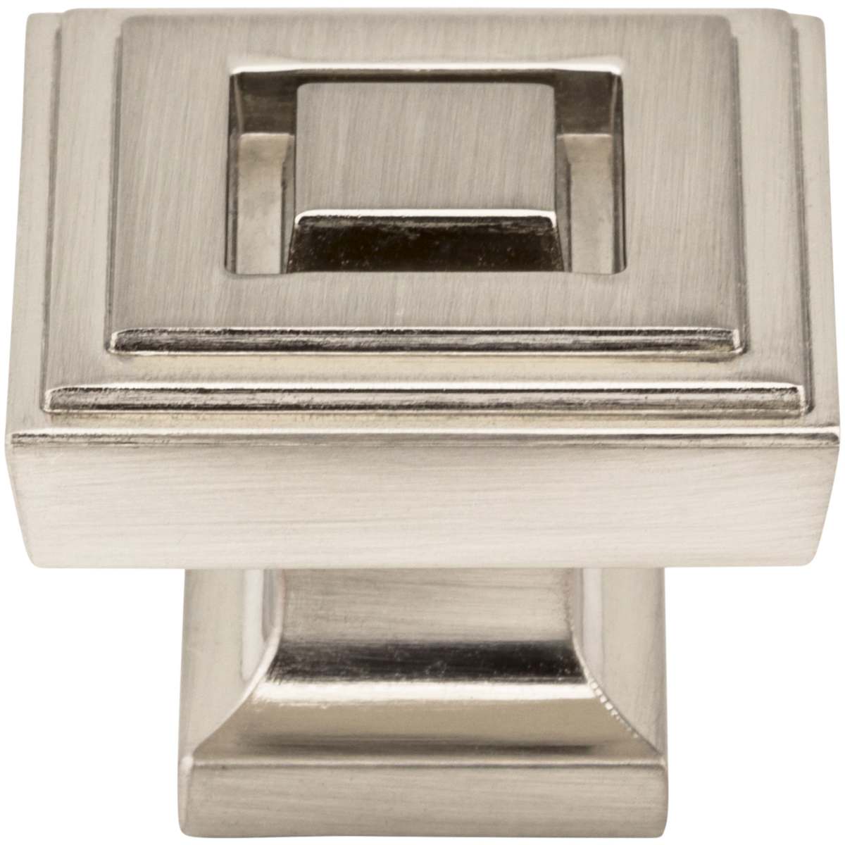 Jeffrey Alexander - 585L-SN - Delmar 1-1/4" Stacked Square Deco Mod Cabinet / Drawer Knob in Satin Nickel