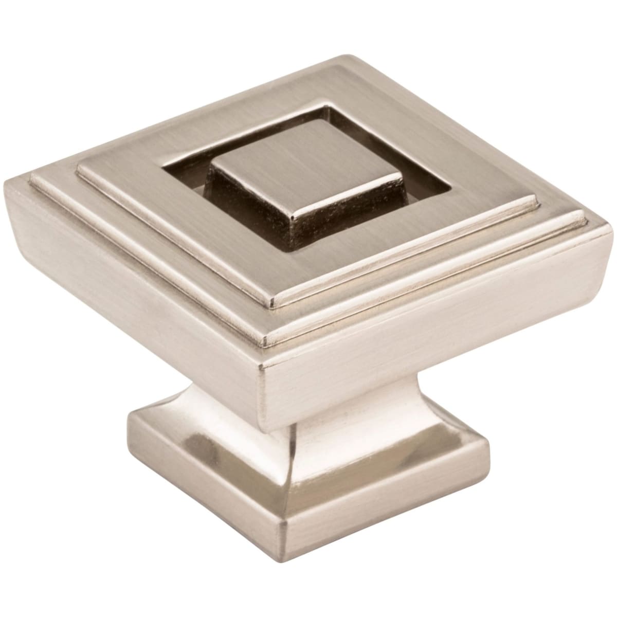 Jeffrey Alexander - 585L-SN - Delmar 1-1/4" Stacked Square Deco Mod Cabinet / Drawer Knob in Satin Nickel