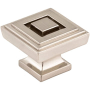 Jeffrey Alexander - 585L-SN - Delmar 1-1/4" Stacked Square Deco Mod Cabinet / Drawer Knob in Satin Nickel
