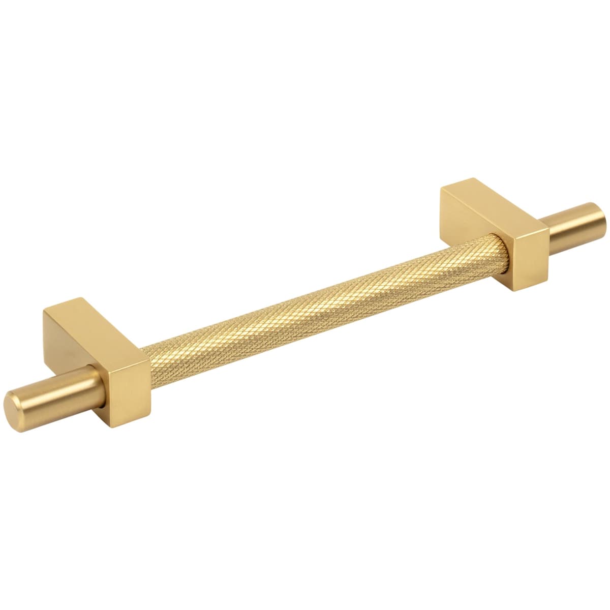 Jeffrey Alexander - 598-128SN - Larkin Center Knurled 5-1/16" Center to Center Modern Industrial Cabinet Bar Pull / Drawer Bar Handle in Satin Nickel