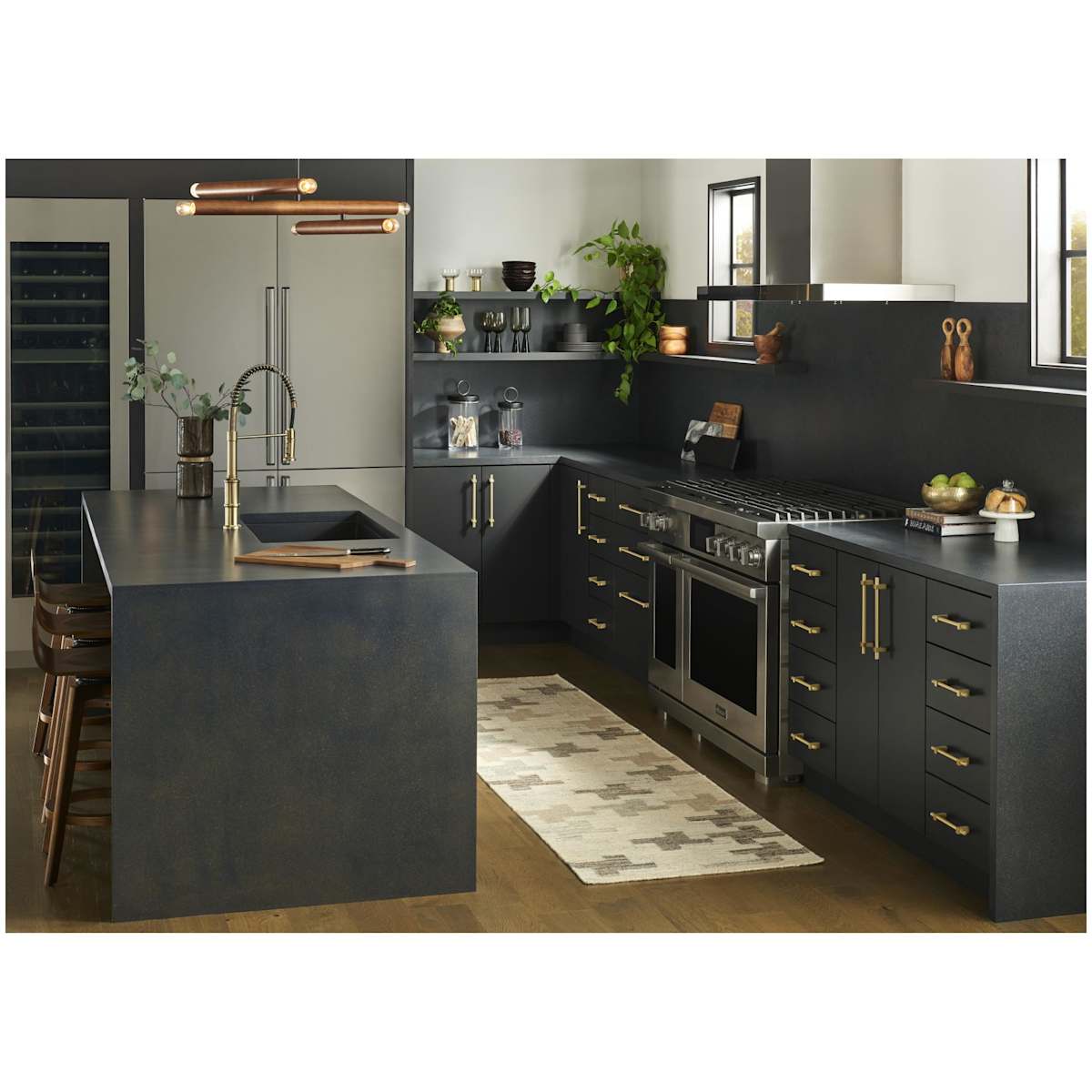 Jeffrey Alexander - 598-305SBZ - Larkin Center Knurled 12" (305mm) Center to Center Modern Industrial Large Cabinet Bar Handle / Drawer Bar Pull in Satin Bronze