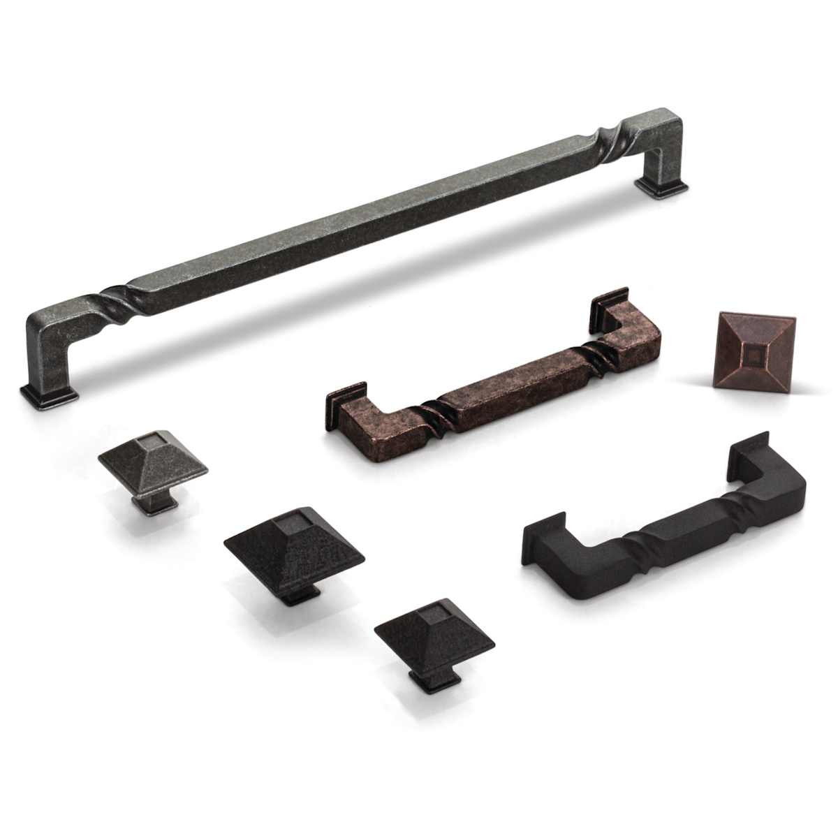 Jeffrey Alexander - 602-128SIM - Tahoe 5-1/16" (128mm) Center to Center Mountain Lodge Style Square Cabinet Handle / Drawer Pull in Distressed Antique Silver