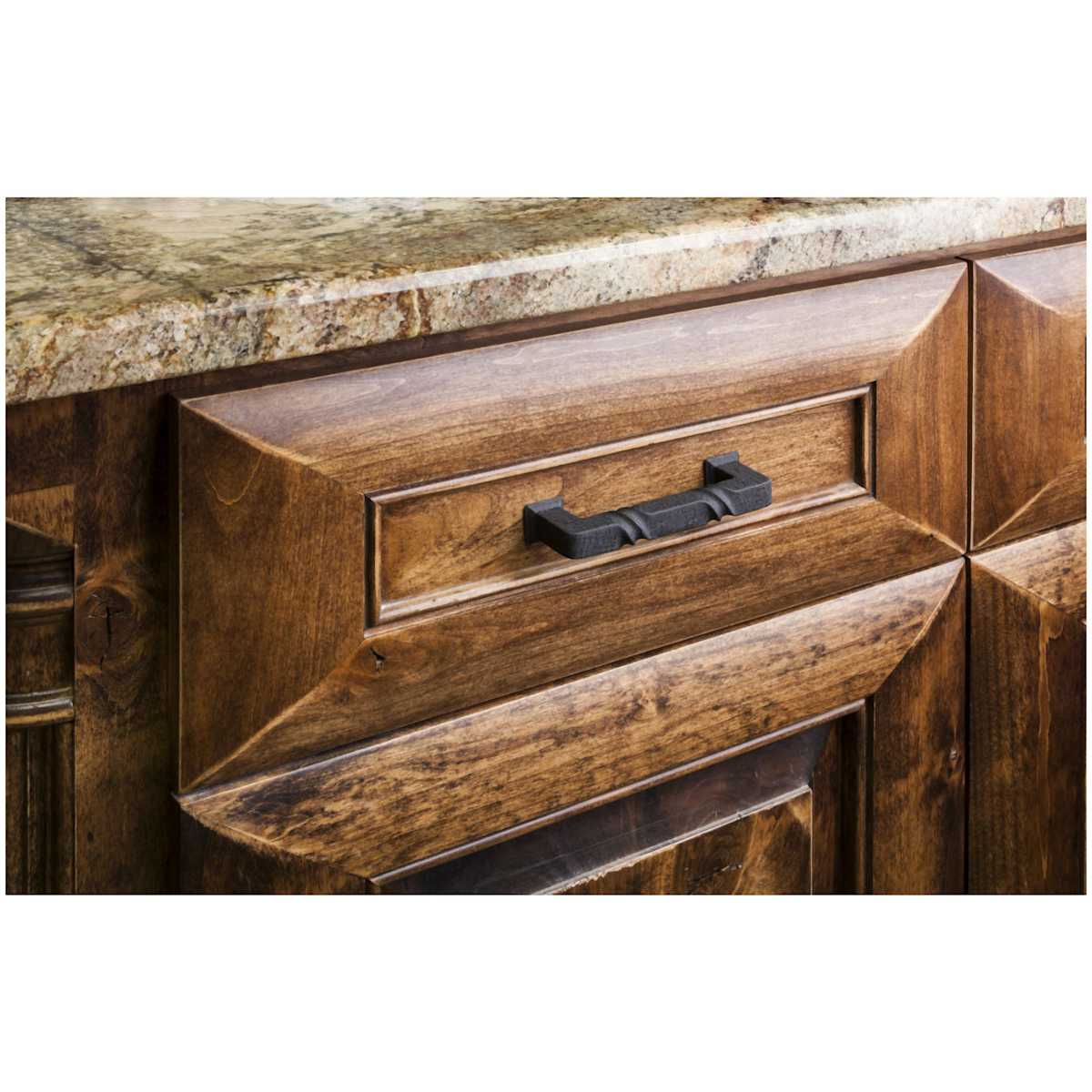 Jeffrey Alexander - 602-128SIM - Tahoe 5-1/16" (128mm) Center to Center Mountain Lodge Style Square Cabinet Handle / Drawer Pull in Distressed Antique Silver