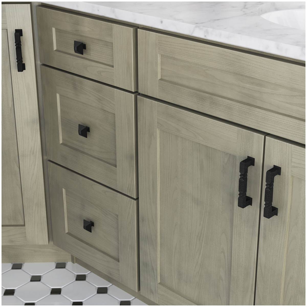 Jeffrey Alexander - 602-96BLK - Tahoe 3-3/4" Center to Center Twist Barrel Square Cabinet Handle / Drawer Pull in Black