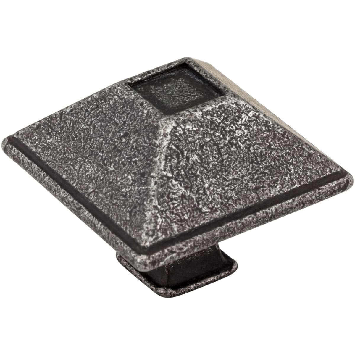 Jeffrey Alexander - 602SIM - Tahoe 1-1/2" Pyramid Square Rustic Cabinet Knob / Drawer Knob in Distressed Antique Silver