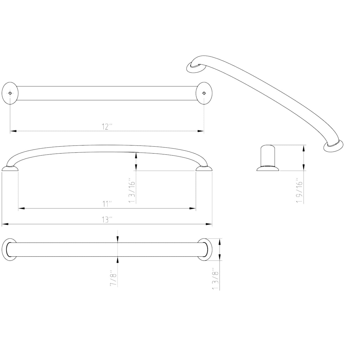 Jeffrey Alexander - 650-12SN - Hudson 12" Center to Center Curved Appliance Pull / Handle in Satin Nickel